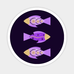 Purple and gold floral fishes Magnet